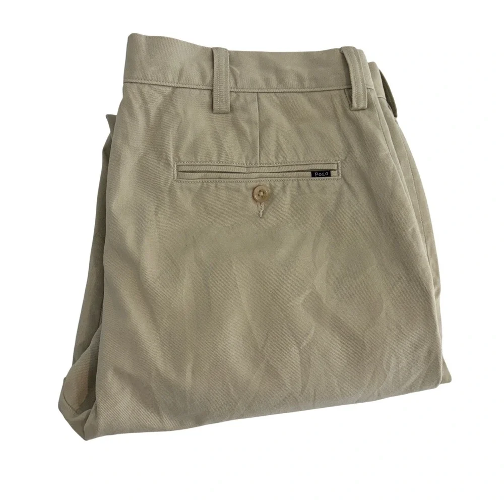 Polo Ralph Lauren Chino Pants Mens 34x31 Tan Cotton Straight Leg Flat Front
